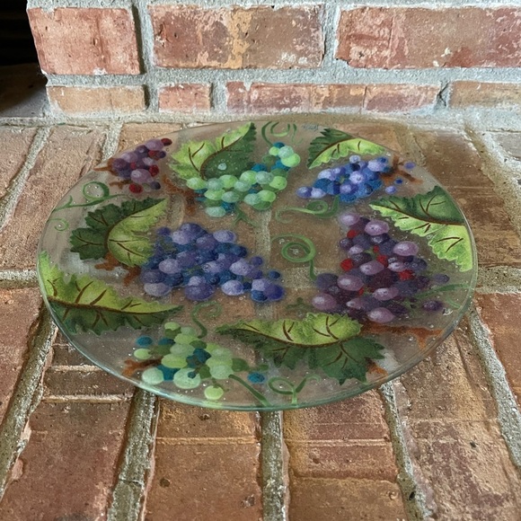 Fireglass Signed Glass Plate Grape Clusters - Picture 1 of 6